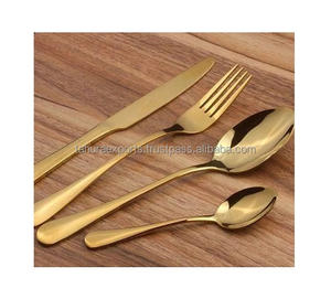 Venta caliente New Look Vajilla Juego de cubiertos de acero inoxidable de metal Cubiertos en juego de cubiertos dorados en diferentes tamaños - Product Image 4