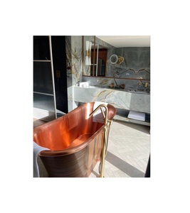 อ่างอาบน้ำทองแดงแท้ดีไซน์โบราณทำด้วยมือสุดหรูสำหรับห้องน้ำที่ได้แรงบันดาลใจจากวินเทจพร้อมลุคสุดหรูแบบชนบท - Product Image 6