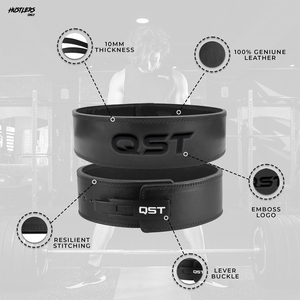 Cinturón de Levantamiento de Pesas de Cuero Vacuno Genuino, Cinturón de Entrenamiento de Gimnasio para Sentadillas, Hebilla de Palanca, Soporte Lumbar para Peso Muerto, Cinturón de Potencia de 10 mm - Product Image 3