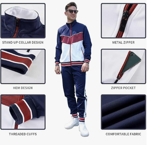 Ensemble de survêtement décontracté pour homme, imprimé, 2 pièces, veste à fermeture éclair intégrale à manches longues et pantalon de jogging, tenue de sport - Product Image 4