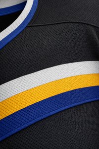 Men's <b>Blue</b> <b>Red</b> <b>White</b> Striped Ice Hockey Jersey Uniform Full Sleeve Moisture Wicking Polyester Adult Winter Sport Apparel - Product Image 4