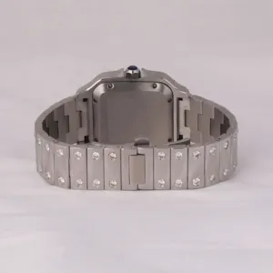 นาฬิกาข้อมือฮิปฮอปสุดหรูประดับเพชรโมอิสซาไนต์ สายสแตนเลสและทองคำขาว ดีไซน์ทันสมัยสำหรับผู้ชาย เหมาะเป็นของขวัญ - Product Image 5