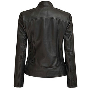 Servicio OEM Venta al por mayor Chaqueta de cuero Mujer 100% Chaquetas de cuero genuino para damas Hecho en Pakistán - Product Image 4