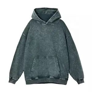 OEM 2022 Top Selling High Quality Heavyweight Men's Hoodies100% Cotton Acid Wash Hoodie 450 GSM Oversized Washed Hoodie