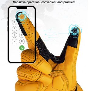Guantes de Carreras de Cuero para Dedos Completos, Compatibles con Pantalla Táctil, Unisex, para Actividades al Aire Libre, Amarillos - Product Image 1