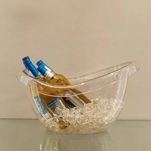 ถังน้ำแข็งพลาสติก12L ใสทันสมัยพร้อมที่คีบน้ำหนักเบาตู้แช่ไวน์ความจุขนาดใหญ่ออกแบบได้ตามต้องการสำหรับงานเลี้ยงงานแต่งงานสำหรับเบียร์ - Product Image 4
