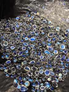 Haute qualité naturel arc-en-ciel pierre de lune Cabochon pierres précieuses calibrées en vrac diverses formes ovale poire Marquise coeur coupe émeraude - Product Image 3