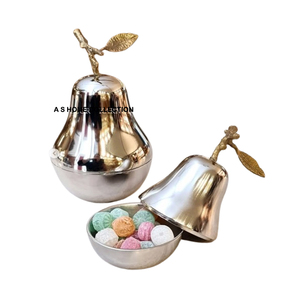 Boîte de conservation de haute qualité, durable, design luxueux, en métal argenté brillant, pot rond personnalisé pour aliments avec couvercle à fleurs, lot de 2 - Product Image 5