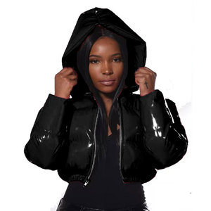 OEM Women Solid Jackets Bubble Short Crop Coats Puff Ladies Down Coats Thick Warm Custom Patchwork Winter Bomber Puffer Jackets - Product Image 1