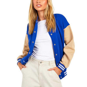 Chaqueta universitaria bordada de alta calidad para mujer, chaquetas sólidas para mujer, chaqueta universitaria de cuero transpirable y cómoda para mujer - Product Image 1