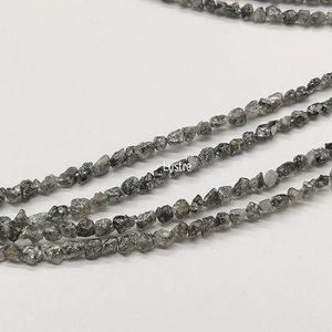 LUSTRE - Hilo de Diamantes en Bruto Gris Oscuro, Diamantes en Bruto Blancos y Grises para Joyería, Regalo de Cumpleaños, 15 Pulgadas, Naturales, 2-3 mm - Product Image 1