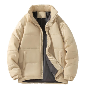 Alta calidad al por mayor al aire libre Color sólido abrigo de invierno cálido grueso chaqueta de los hombres abrigo chaqueta acolchada con logotipo personalizado - Product Image 3