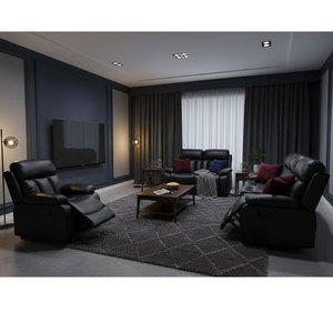 Juego de Muebles Reclinables para Sala de Estar Moderna, Sofá de Cuero Sintético Negro, Sofás Reclinables Seccionales <span class=keywords><strong>3</strong></span>+<span class=keywords><strong>2</strong></span>+1 - Product Image 3