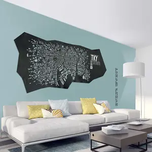 Mapas de pared de diseño de arte italiano de calidad única de lujo hechos en cuero urbano Tokio para oficina de hotel Tamaño personalizable