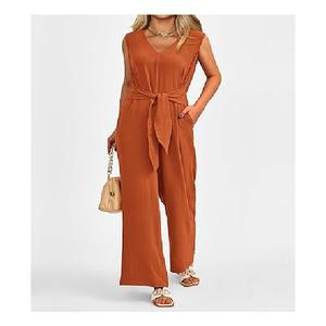 Combinaison décontractée pour femme, respirante, élégante, couleur unie, 100% coton, écologique, imperméable, grande taille, orientée vers l'exportation - Product Image 3