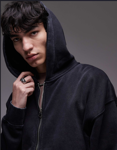 เสื้อฮู้ดซิปคู่สำหรับผู้ชายเสื้อฮู้ดปรับแต่งได้สำหรับผู้ชายเสื้อฮู้ดโอเวอร์ไซส์เปิดไหล่2025ทันสมัย - Product Image 5