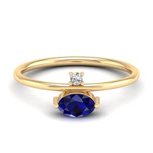 Anillo de Compromiso Solitario REYES Brillante de Plata de Ley 925 con Zafiro Azul Ovalado de 0.5 Quilates y Moissanita para Mujer - Product Image 6