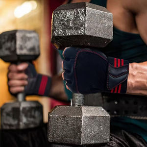 Guantes de gimnasio de levantamiento de pesas de cuero genuino con correa de muñeca Guantes de ejercicio de entrenamiento físico Tamaño personalizado - Product Image 5