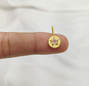 Quartz rose 925 pendentif broche en argent 4mm pierre de naissance naturelle or 18K Vermeil ensemble broche en argent sterling breloques pierre de naissance naturelle - Product Image 1