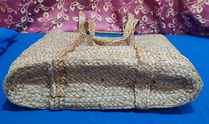 กระเป๋าโท้ทปอกระเจาขนาด17 "x 17" ที่เป็นมิตรกับสิ่งแวดล้อมผ้าทอมือขนาดใหญ่พร้อมสายรัดปิดซิปและตกแต่งตัวอักษร - Product Image 5