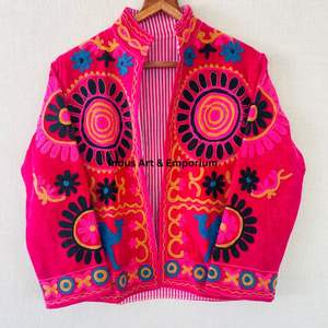 Chaqueta Suzani India Hecha a Mano, Chaqueta Corta Bordada a Mano, Abrigo Unisex, Chaqueta Corta Suzani Hecha a Mano - Product Image 5