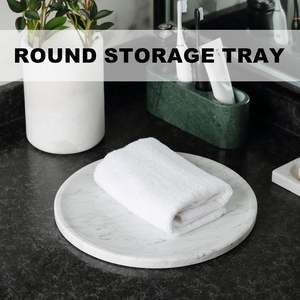 Bandeja Redonda de Mármol de Carrara de Cork and Mill Store, Piedra Natural con Patrón Abstracto, Uso Multiusos - Product Image 5