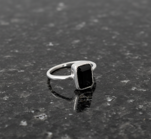 Anillo de Ónice Negro con Engaste de Bisel, Plata de Ley 925, Joyería Fina Clásica para Mujer, Sin Níquel, para Boda o Compromiso - Product Image 6