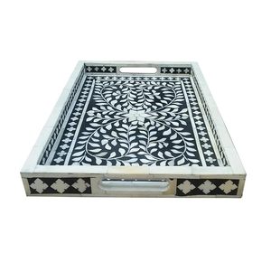 Plateau de service en os incrusté, élégant, fait à la main, à un seul niveau, pour la salle de bain, cadeau pour la maison, art du os fait à la main, prix bas - Product Image 5