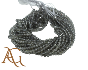 Perles rondes facettées synthétiques de couleur noir anthracite, perles rondes en vrac de Chine pour la fabrication de bijoux, quartz 4 mm 6 mm 8 mm - Product Image 3