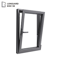Ventana Abatible de Aluminio Serie Longuard 80, Ventanas con Apertura Interior, Excelente Aislamiento Térmico, Rotura de Puente Térmico, Diseño Moderno para Villa, Apertura Horizontal