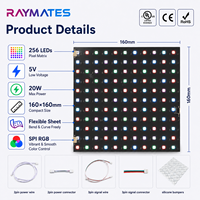 Lámina LED RGB SPI WS2812, Píxeles Direccionables, 256 LED 5050, DC5V, 160x160mm, Ultrafina, Flexible y Plegable para Decoración e Iluminación