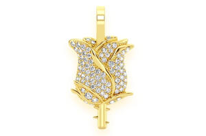 Pendentif en argent sterling 925 entièrement serti de diamants, design rose, fait à la main, bijoux de mode en moissanite, pendentif floral pour femmes - Product Image 3