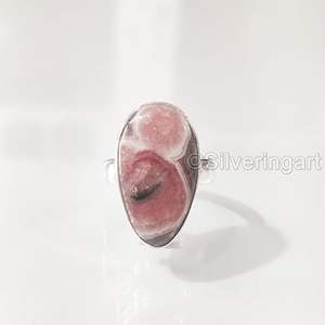 Anillo de Mujer con Piedra Preciosa Natural de Rodocrosita, Piedra de Nacimiento Genuina, Estilo Boho, Anillo Grande Antiguo, Joyería Hecha a Mano, Anillo de Plata de Ley 925 - Product Image 4