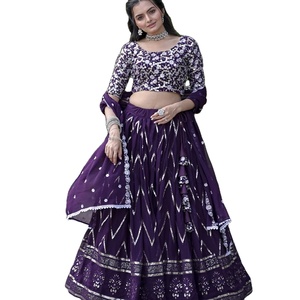 Dernier Designer Faux Georgette Fil Broderie Séquence Travail Lehenga Choli Par Fab Zone - Product Image 1