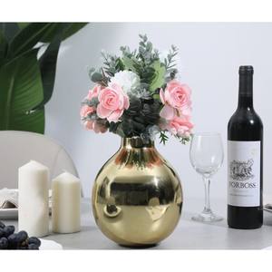 Pot de fleur ou Vases rond martelé en métal doré pour la décoration de la maison, fournitures de jardin, jardinières, pots de vases de luxe - Product Image 4