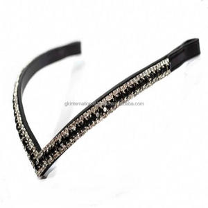 Banda de cuero negro y plateado con forma de V para cejas, banda personalizada con 3 filas en color negro y plateado - Product Image 3