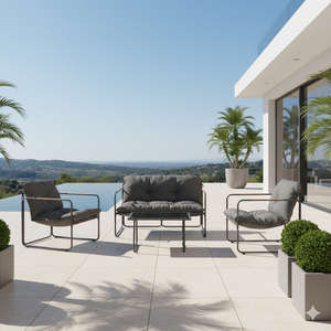 Moderne metalen tuinmeubelenset, stijlvolle stoffen buitenbank, loungeset voor de tuin, waterdichte kussens voor gebruik in parken en appartementen - Product Image 5