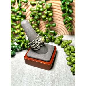 Navajo Handmade <b>Adjustable</b> Sterling Silver & Gemstone <b>Ring</b> Palomino Variscite Boho Style Statement <b>Ring</b> for Everyday Wear - Product Image 2