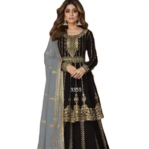 डिजाइनर भारी ब्राइडल पार्टी पहनने कपास georgette कपड़े पाकिस्तानी लॉन सूट pataila पंजाबी सूट 2023 संग्रह के लिए लड़कियों