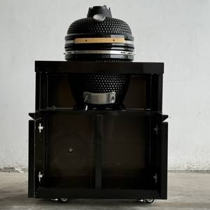 Barbecue de 18 pouces en forme de <span class=keywords><strong>Kamado</strong></span> en acier inoxydable noir 304 avec système de charbon de bois et armoire de rangement - Product Image 5