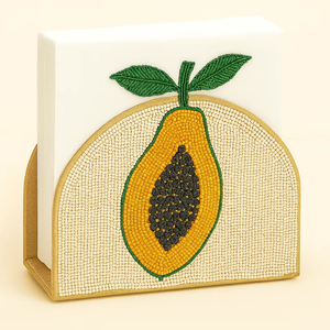 Soporte de pañuelos Rectangular, soporte de pañuelos con cuentas, diseño de fruta de Papaya, servilletero decorativo, decoración artesanal bordada para el hogar - Product Image 1