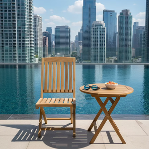 Silla Plegable Moderna de Madera Maciza Resistente y Ecológica SOLOBEAT para Uso en Interiores y Exteriores, para Comedor o Muebles de Villa - Product Image 1