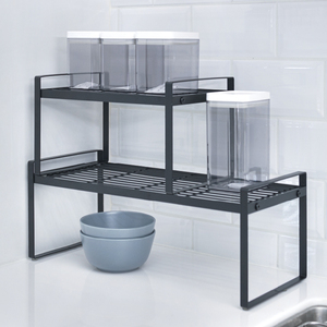 Étagère de cuisine en métal noir à un niveau Étagère de rangement pour la maison de style japonais DIY MIT Debout Type Pot Étagère de rangement - Product Image 4