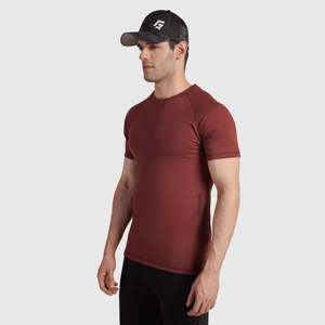 เสื้อยืดออกกำลังกาย Apex 100% โพลีเอสเตอร์ ผ้าถัก สีแดงเลือดหมู แห้งเร็ว ระบายอากาศดี พิมพ์ลายเรียบ สำหรับออกกำลังกาย เสื้อยืดพิมพ์ลายแบบรัดรูป TT - Product Image 2