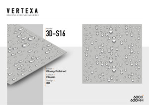 Carreaux de céramique en porcelaine polie à motif de gouttes de pluie 600x600mm, surface 3D S16-brillante, carreaux de 2x2 pieds pour murs et sols design - Product Image 2