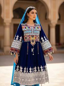 Auténtico Vestido Artesanal Cultural Afgano para Mujer, Tela de Chifón Larga con Bordado Detallado para Ceremonias de Boda y Programas Étnicos - Product Image 4