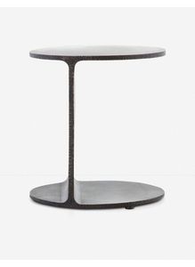 Mesa Auxiliar Geométrica Negra Contemporánea con Base Esculpida y Cubierta Redonda Lisa para Interiores Modernos de Primera Calidad - Product Image 3