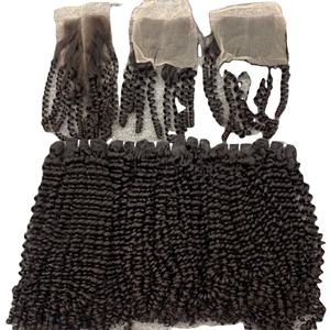 Vente chaude Droite Italienne Curl Vague Naturelle Extensions de Cheveux Noirs 100% Vierge Cheveux Humains Double Trame Plat Ensemble DHL UPS FEDEX - Product Image 1