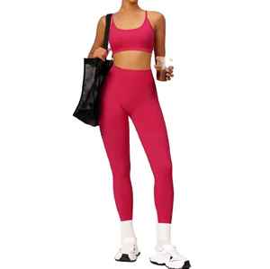 Nouveaux ensembles d'entraînement pour femmes 3 pièces solide Yoga porter ensemble taille haute taille élastique Yoga Leggings à manches longues - Product Image 6