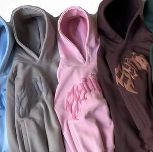 เสื้อสวมหัวพิมพ์ลายตัวอักษรโฟมพัฟแนวสตรีทเสื้อมีฮู้ดทรงหลวมสำหรับทุกเพศเสื้อฮู้ดลำลองใส่ Y2K - Product Image 4